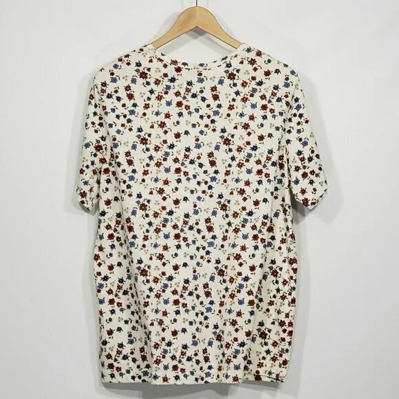 Bobbie Brooks  Cream & Blue Floral  Short Sleeve Blouse  Women's 14/16 - Picture 3 of 3